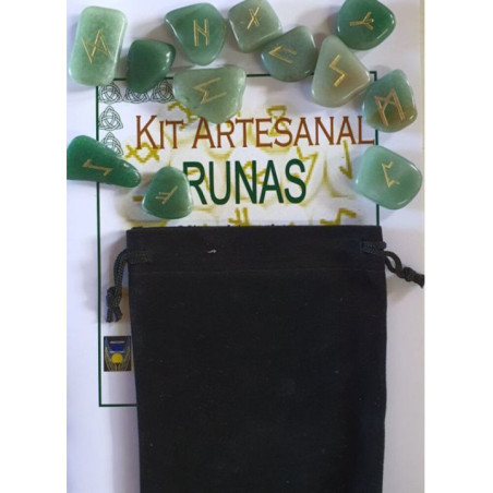 Runas de Aventurina, Bolsa Antelina y Libro de Instrucciones