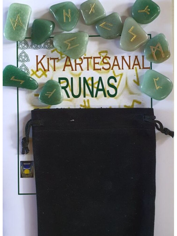Runas de Aventurina, Bolsa Antelina y Libro de Instrucciones