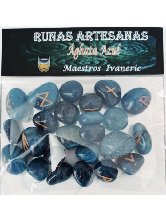 Runas de Ágata Azul con Bolsa Guarda Runas