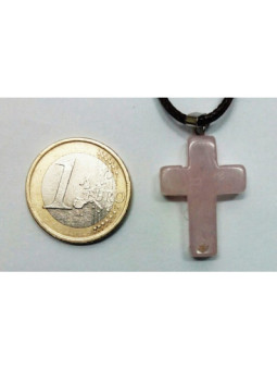 Colgante Cruz de Cuarzo Rosa