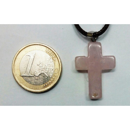 Colgante Cruz de Cuarzo Rosa