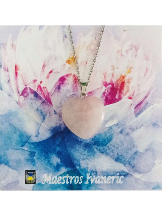 Colgante Corazón de Cuarzo Rosa