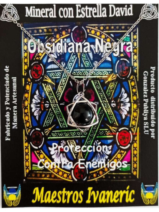 Colgante Estrella David con Obsidiana Negra. Protección contra enemigos
