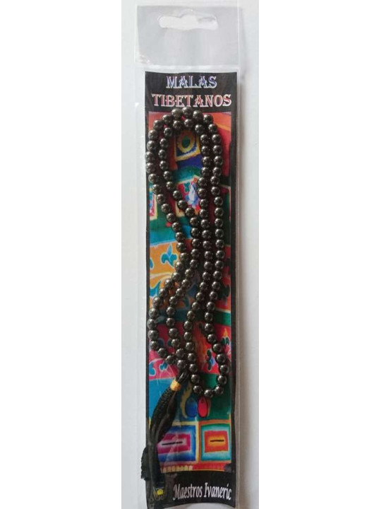 Mala Tibetano, 108 cuentas Hematites. 60cm
