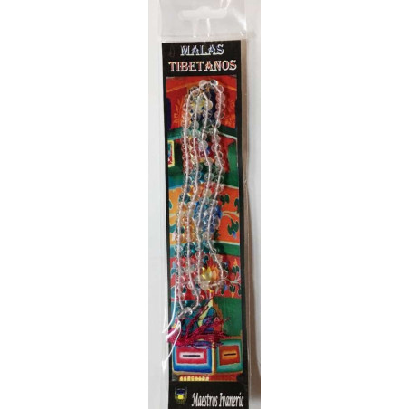 Mala Tibetano, 108 cuentas Cuarzo Cristal. 60cm