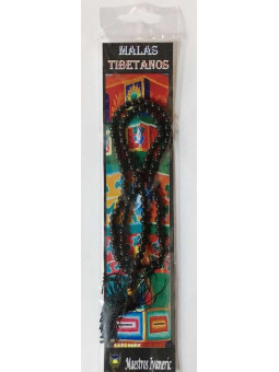 Mala Tibetano, 108 cuentas Jaspe Negro. 60cm
