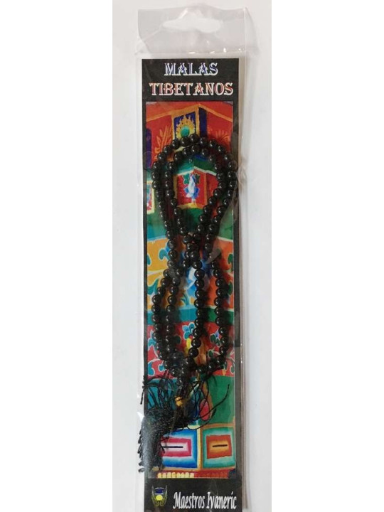 Mala Tibetano, 108 cuentas Jaspe Negro. 60cm
