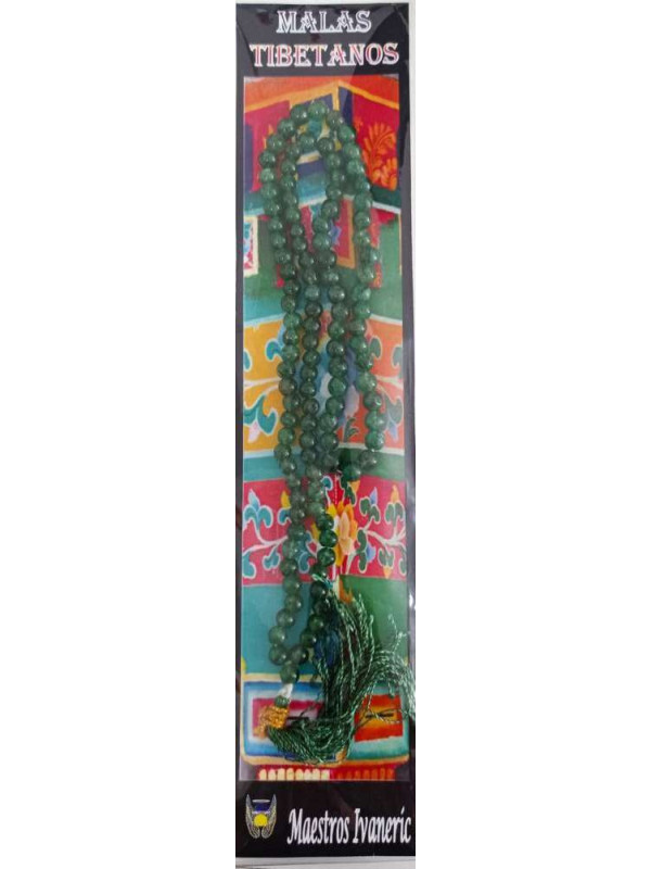 Mala Tibetano, 108 cuentas Jaspe Verde. 60cm