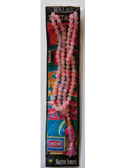 Mala Tibetano, 108 cuentas Cuarzo Rosa. 60cm