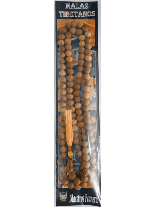 Mala Tibetano, 108 cuentas Madera de Sándalo. 60cm