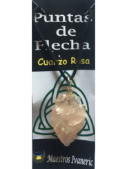 Colgante Punta de Flecha 3cm Mineral Cuarzo Rosa