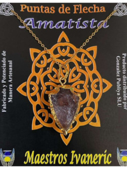 Colgante Punta de Flecha Dorada de 3cm Mineral Amatista