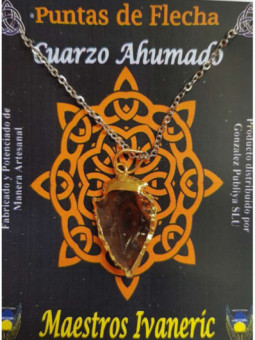 Colgante Punta de Flecha Dorada de 3cm Mineral Cuarzo Ahumado