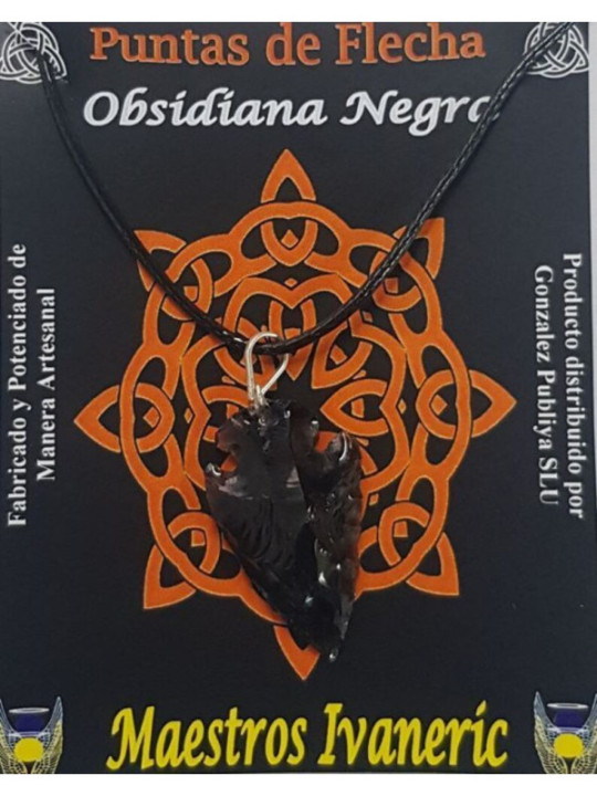 Colgante Punta de Flecha 3cm Mineral Obsidiana Negra