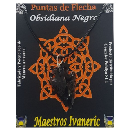 Colgante Punta de Flecha 3cm Mineral Obsidiana Negra