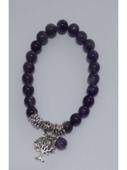 Pulsera Mineral Amatista con Árbol de la Vida