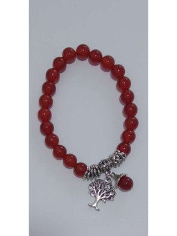 Pulsera Mineral Ágata Roja con Árbol de la Vida