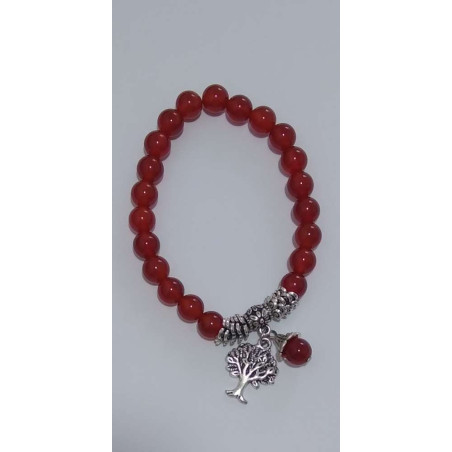 Pulsera Mineral Ágata Roja con Árbol de la Vida