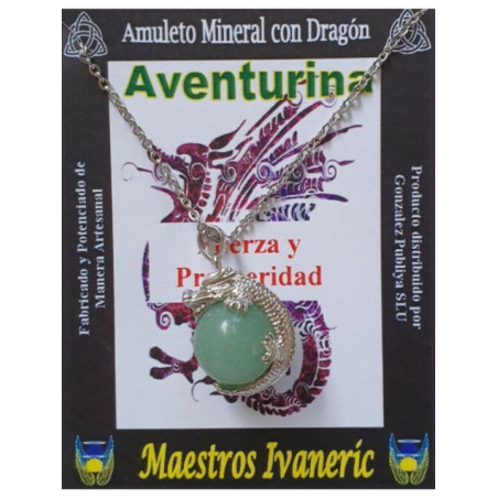 Colgante Dragón con Aventurina. Fuerza y Prosperidad