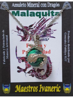 Colgante Dragón con Malaquita. Fuerza y Prosperidad