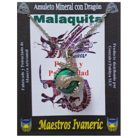 Colgante Dragón con Malaquita. Fuerza y Prosperidad