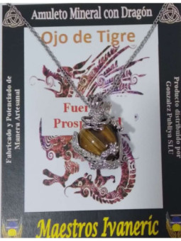 Colgante Dragón con Ojo de Tigre. Fuerza y Prosperidad