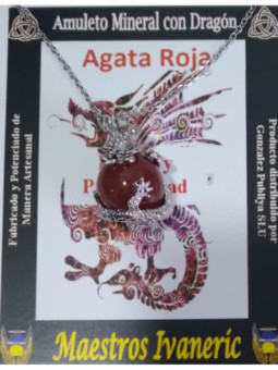 Colgante Dragón con Ágata Roja . Fuerza y Prosperidad