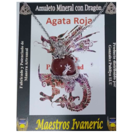 Colgante Dragón con Ágata Roja . Fuerza y Prosperidad