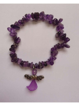 Pulsera Chip Mineral Amatista con Ángel