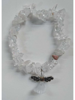 Pulsera Chip Mineral Cuarzo Cristal con Ángel