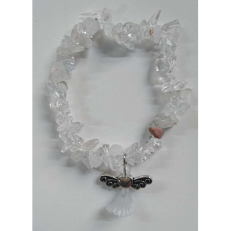 Pulsera Chip Mineral Cuarzo Cristal con Ángel