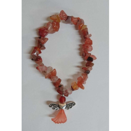 Pulsera Chip Mineral Carneola con Ángel